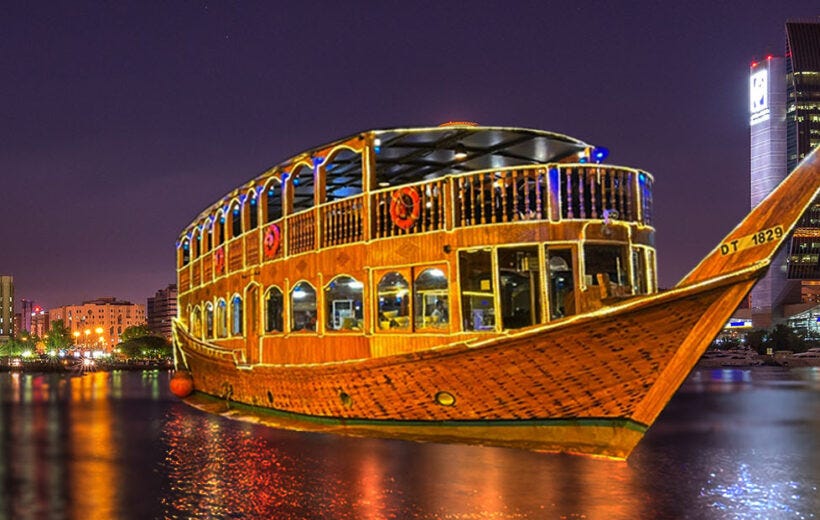 Marina Dhow Cruise with Dinner In traditional Wooden Boat